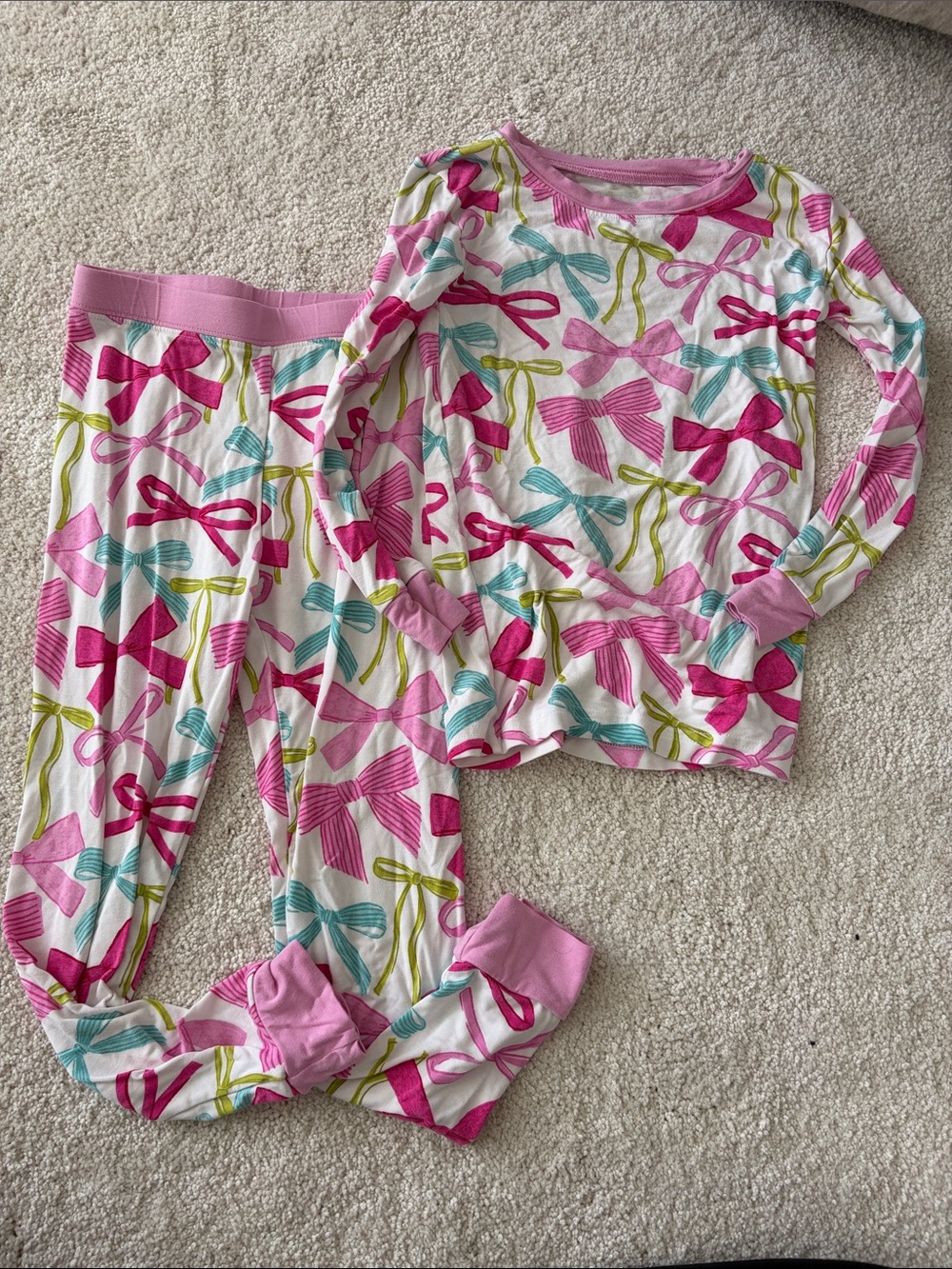 Little Sleepies Pink Bow-Print Pajama Set